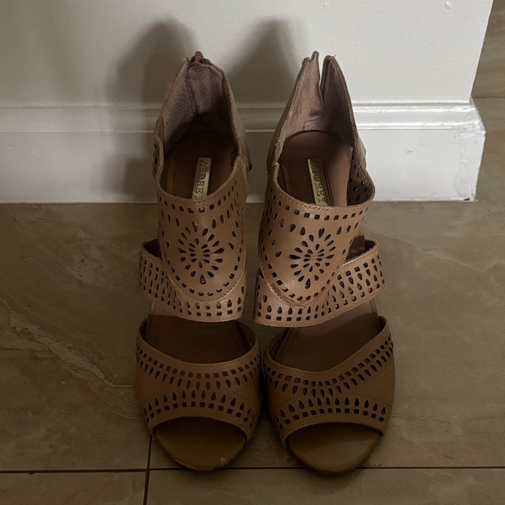 Audrey Brooke Brown Cutout Heels